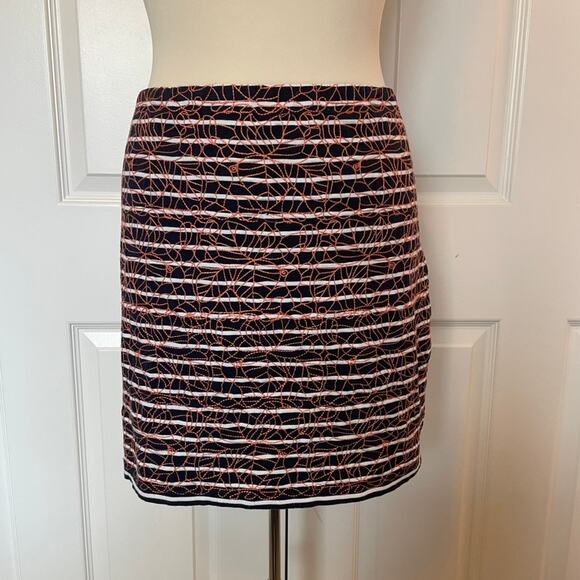 THML Women's Blue White Patterned Elastic Mini Skirt, size XL - Picture 1 of 7
